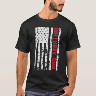 Camiseta Chica de cumpleaños de bandera estadounidense