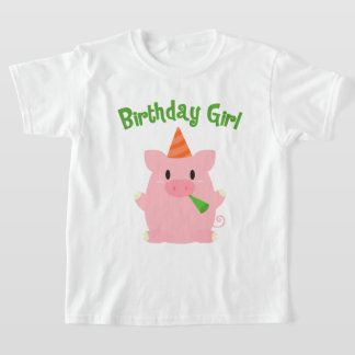 Camiseta Chica de cumpleaños de cerdo festivo