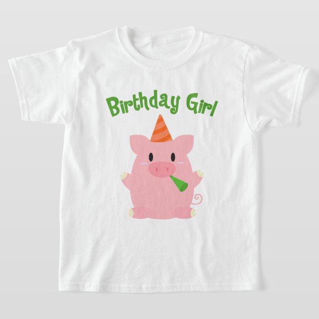 Camiseta Chica de cumpleaños de cerdo festivo (Distribución)