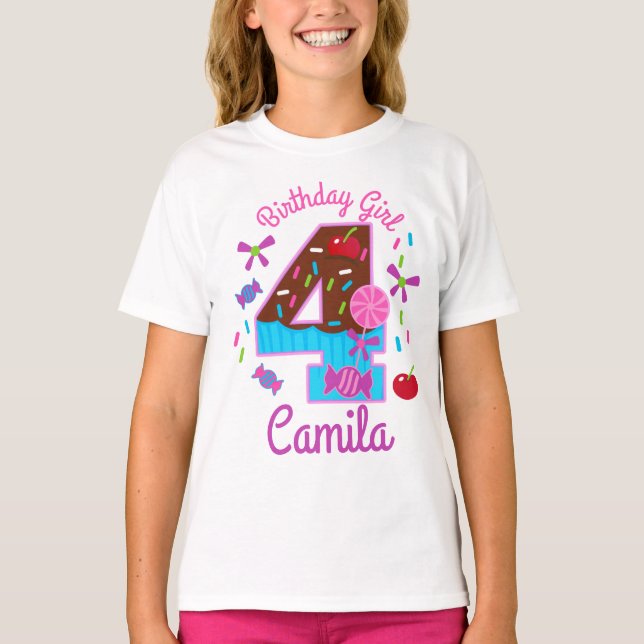 Camiseta Chica de cumpleaños de chocolate cuarto (Anverso)