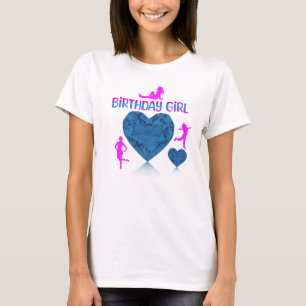 Camiseta chica de cumpleaños de corazones azules