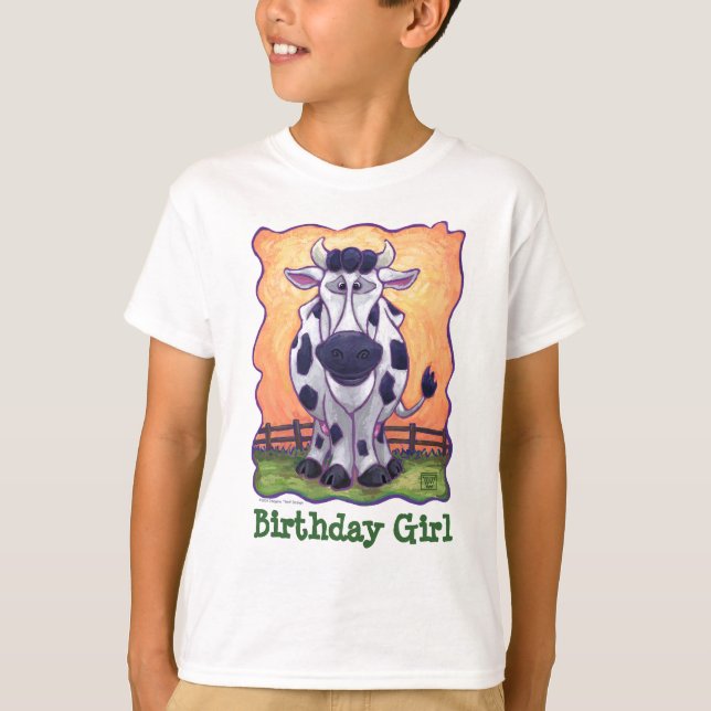 Camiseta Chica de cumpleaños de Cute Cow Fiesta (Anverso)