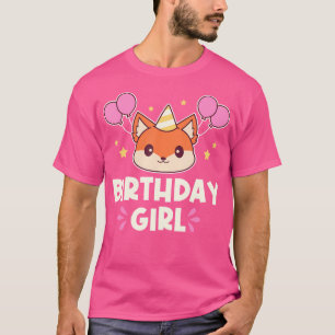 Camiseta Chica de cumpleaños de Cute Kawaii Fox