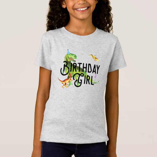 Camiseta Chica de cumpleaños de Dinosaur (Anverso)