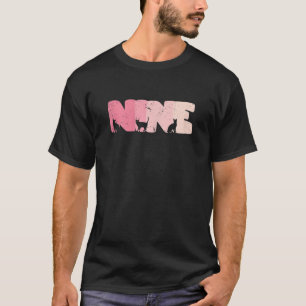 Camiseta chica de cumpleaños de gato lindo de 9 años 9B día