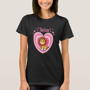 Camiseta chica de cumpleaños de león lindo de 13 años 13º D