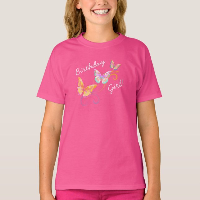 Camiseta Chica de cumpleaños de mariposa (Anverso)