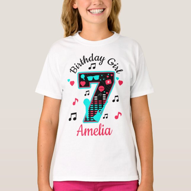Camiseta Chica de cumpleaños de música SIETE 7| Diseño pers (Anverso)