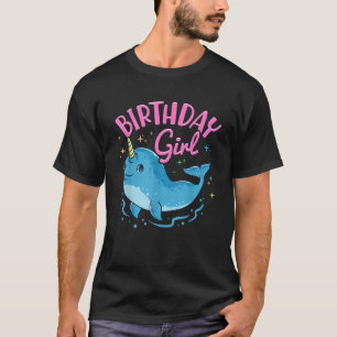 Camiseta Chica de cumpleaños de Narwhal Cute Fiesta Ropa de