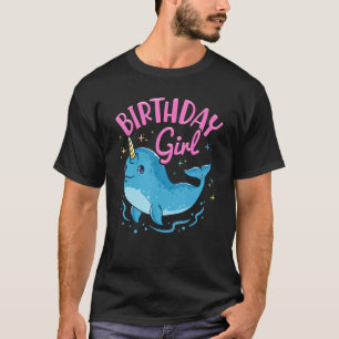 Camiseta Chica de cumpleaños de Narwhal Cute Fiesta Ropa de