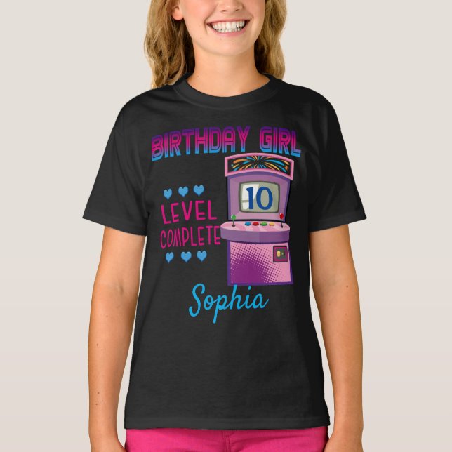 Camiseta Chica de cumpleaños de nivel de juego en cascada (Anverso)