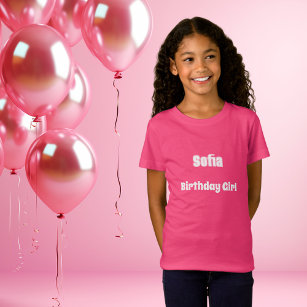 Camiseta Chica de cumpleaños de nombre rosa