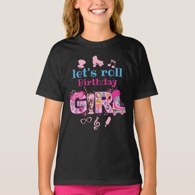 Camiseta Chica de cumpleaños de patinaje sobre patinaje sob (Anverso)