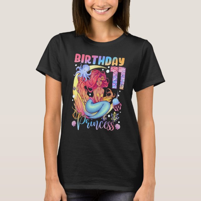 Camiseta Chica de Cumpleaños de Sirena 11 años de edad 11º  (Anverso)