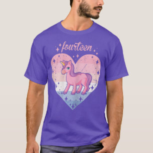 Camiseta Chica de cumpleaños de Unicornio de 14 años
