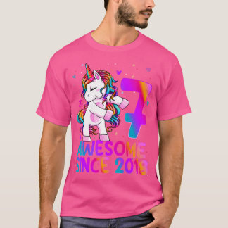 Camiseta Chica De Cumpleaños De Unicornio De 7 Años