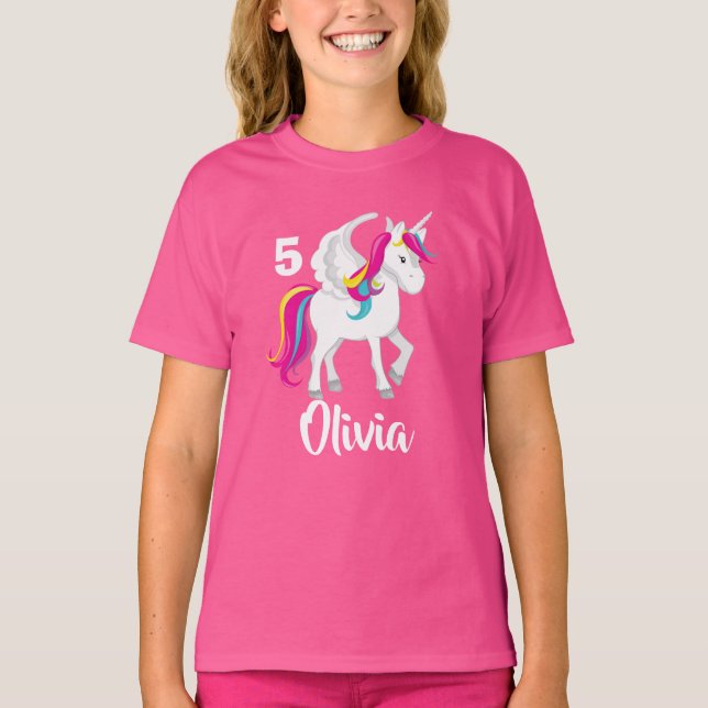 Camiseta Chica de cumpleaños de unicornio lindo - niños ros (Anverso)