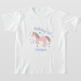 Camiseta Chica de cumpleaños de Unicornio mágico rosa