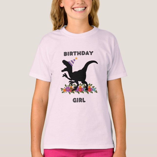 Camiseta Chica de cumpleaños Dinosaurio (Anverso)
