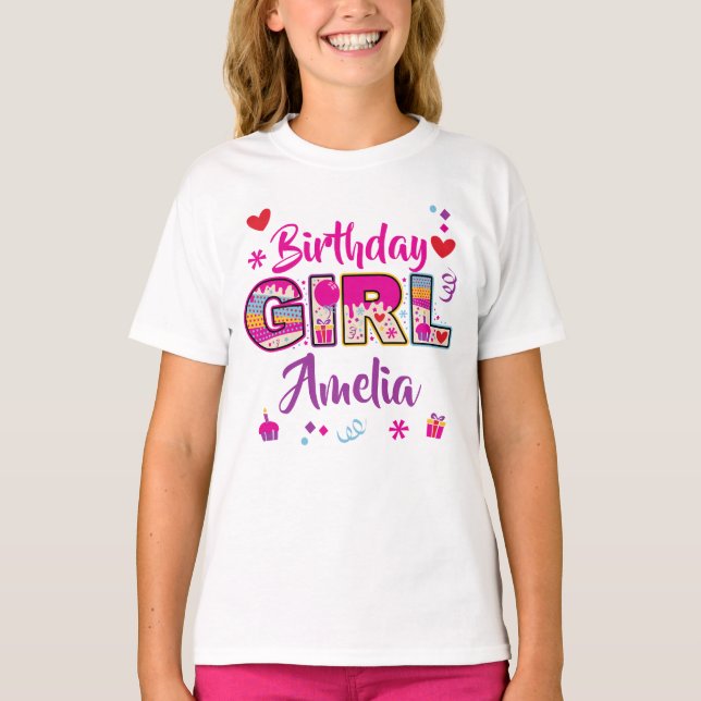 Camiseta Chica de cumpleaños diseños personalizados dulces (Anverso)