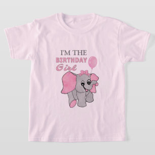 Camiseta Chica de cumpleaños elefante bebé rosa