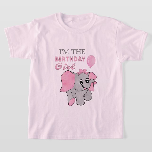 Camiseta Chica de cumpleaños elefante bebé rosa (Distribución)
