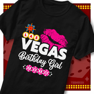Camiseta Chica de Cumpleaños en Las Vegas 2026 Labios Rosad