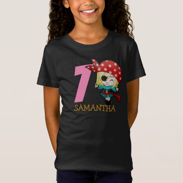 Camiseta chica de cumpleaños fiesta pirata 7Name T-Shirt (Anverso)