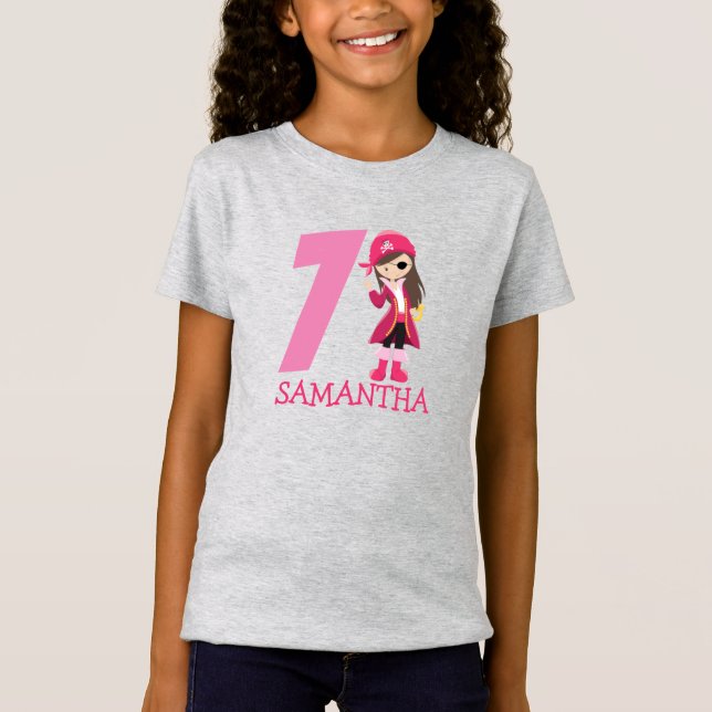 Camiseta chica de cumpleaños fiesta pirata 7Name T-Shirt (Anverso)