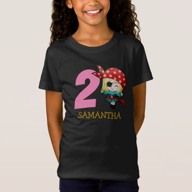 Camiseta Chica de cumpleaños Fiesta Pirate 2do nombre camis (Anverso)