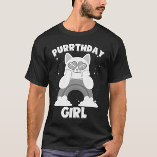Camiseta Chica de Cumpleaños Gato Juerga Temática Niños Ado