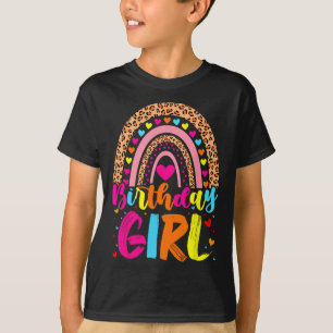Camiseta Chica de cumpleaños Leopard Rainbow Birthday Party