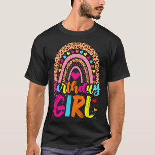 Camiseta Chica de cumpleaños Leopard Rainbow Birthday Party