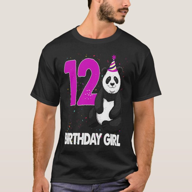 Camiseta Chica de cumpleaños lindo 12 Panda Funny Bear Tees (Anverso)