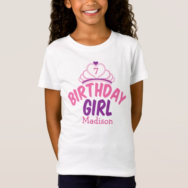 Camiseta Chica de cumpleaños lindo Personalizado Tiara Kids (Anverso)