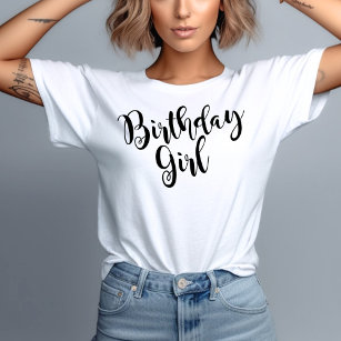 Camiseta Chica de cumpleaños mujeres con escritura negra mo