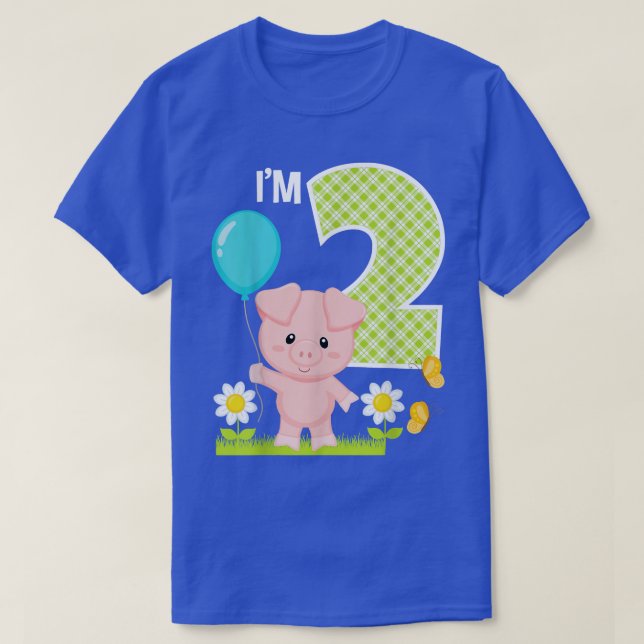 Camiseta Chica de cumpleaños número 2 años de edad Cerdo (Diseño del anverso)