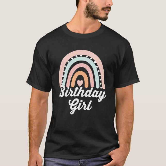 Camiseta Chica de Cumpleaños Pastel Ropa Arcoiris Niños Niñ (Anverso)