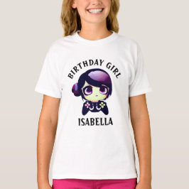 Camiseta Chica de cumpleaños personalizada Gaming Anime Chi