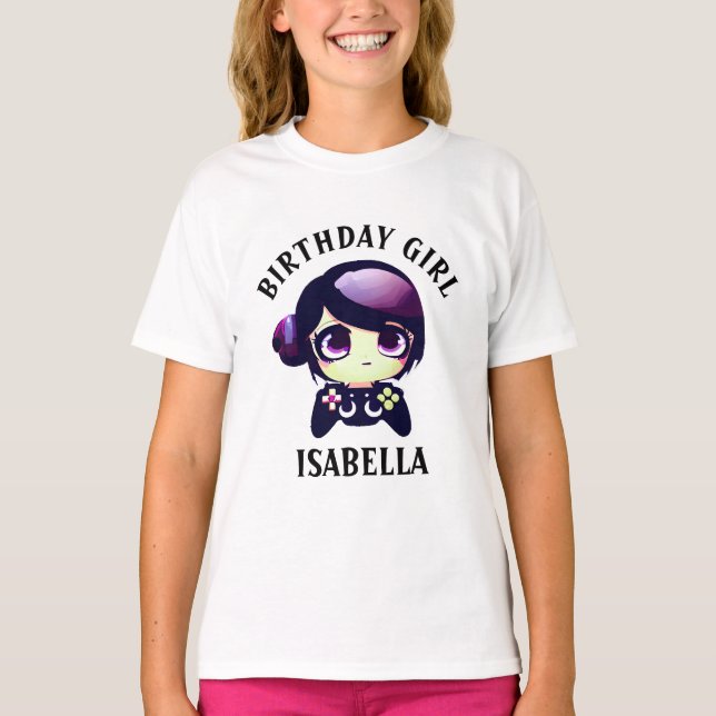 Camiseta Chica de cumpleaños personalizada Gaming Anime Chi (Anverso)