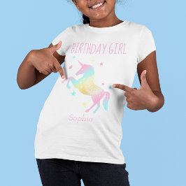 Camiseta Chica de cumpleaños personalizada Unicorn niños ar