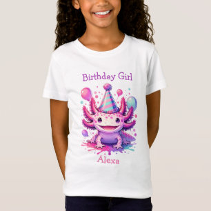 Camiseta Chica de cumpleaños personalizado   Tema de Axolot