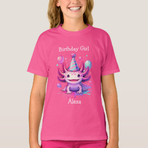 Camiseta Chica de cumpleaños personalizado Tema de Axolot