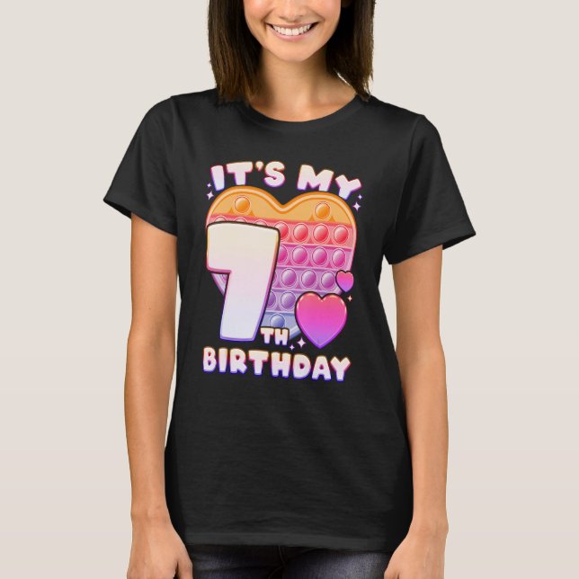 Camiseta Chica de cumpleaños pop de 7 años, Push it Pop Fid (Anverso)
