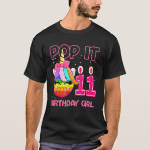Camiseta Chica de cumpleaños pop it 11 cumpleaños unicornio