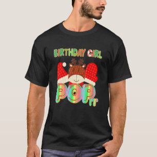 Camiseta Chica de cumpleaños Pop It Reindeer Santa Hat Navi