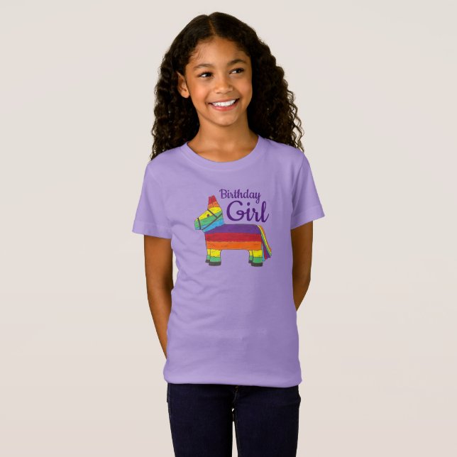 Camiseta Chica de cumpleaños Rainbow Piñata Purple Donkey F (Anverso completo)