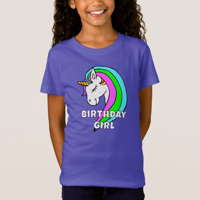 Camiseta Chica de cumpleaños Rainbow Unicorn Chica (Anverso)
