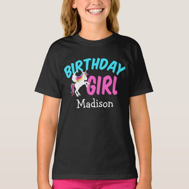 Camiseta Chica de cumpleaños Rainbow Unicorn Fiestas niños (Anverso)
