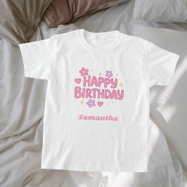 Camiseta Chica de cumpleaños rosa